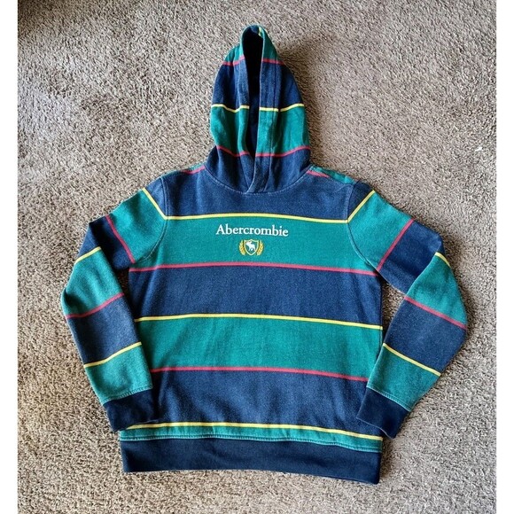 Abercrombie & Fitch Other - Vintage Abercrombie & Fitch Striped Hoodie Kids 15/16 Front Pockets 90s